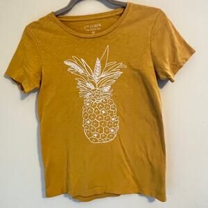 J. By J. Crew Collector Tee Shirt Size XS Yellow Embroidered Pineapple Sequins
